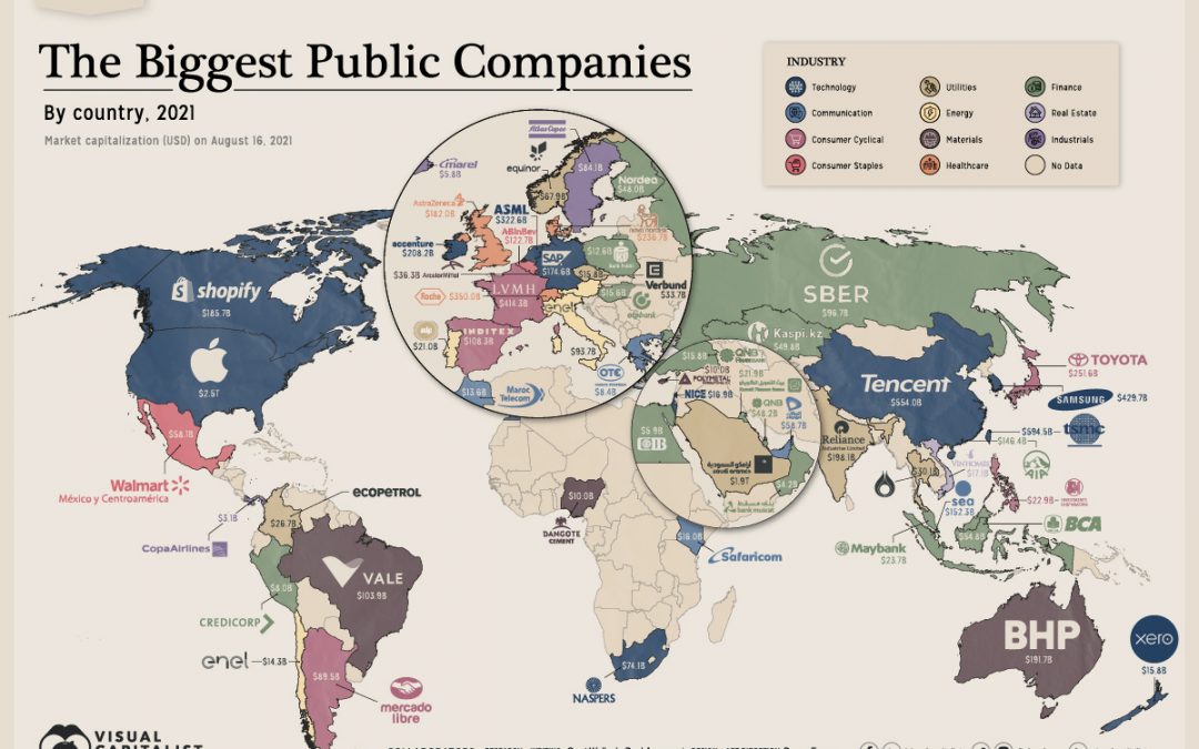Mapping The Biggest Companies By Market Cap in 60 Countries